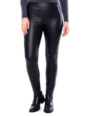 Up pants 67589 black vegan leather slim tummy control