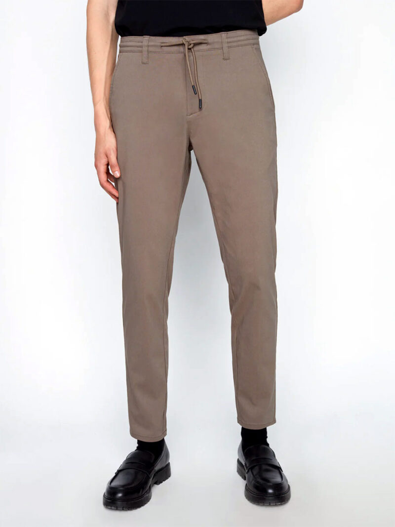 Projek Raw 143106 Stretchy and Comfortable Drawstring Waist Cargo Pants taupe color