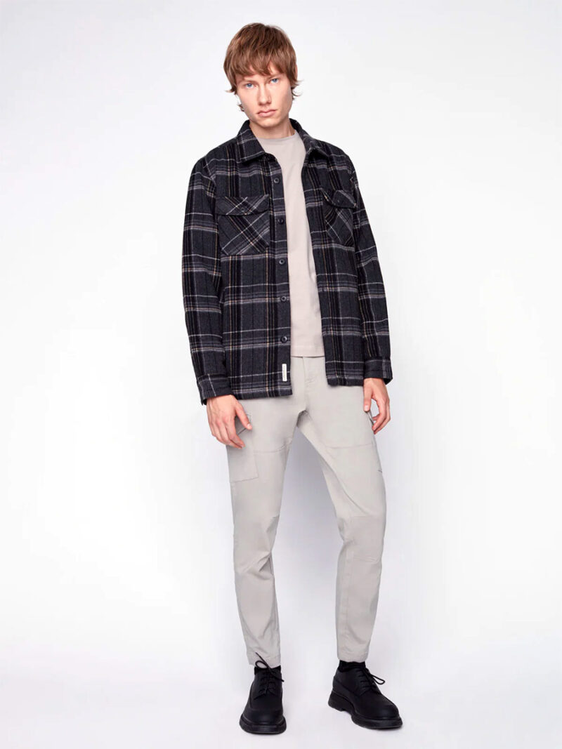 Projek Raw 143247 checked overshirt with 2 pockets charcoal combo