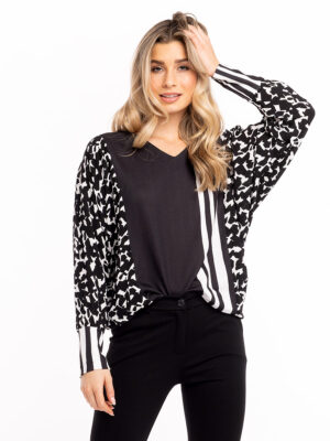 M Italy top 10-5513T black and white print