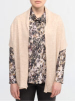Devia F372V jacket in free style knitted shawl collar beige color