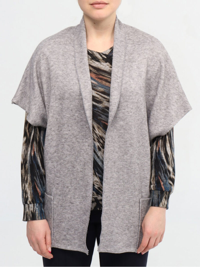 Devia F372V jacket in free style knitted shawl collar grey color