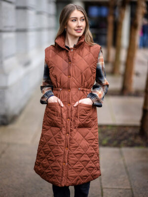 Papillon JT-13758 quilted sleeveless jacket with 2 front pockets rust color