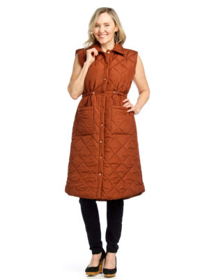 Papillon JT-13758 quilted sleeveless jacket with 2 front pockets rust color