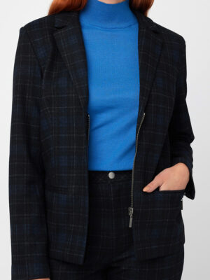 CoCo Y Club 232-2479 blue check jacket with zip fastening