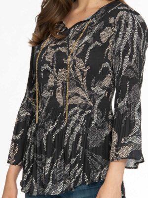 Spense blouse CSTP04399M long sleeves, fluid printed and pleated