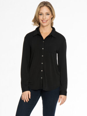 Spense black blouse CSTP04218M long sleeves, stretchy and comfortable