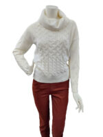 CoCo Y Club sweater 232-2644 cable texture turtleneck off white color
