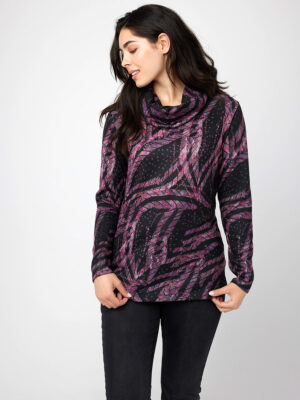 Sweater CoCo Y Club 232-2925 long sleeves comfortable black and mauve combo
