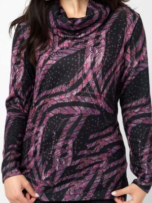 Sweater CoCo Y Club 232-2925 long sleeves comfortable black and mauve combo