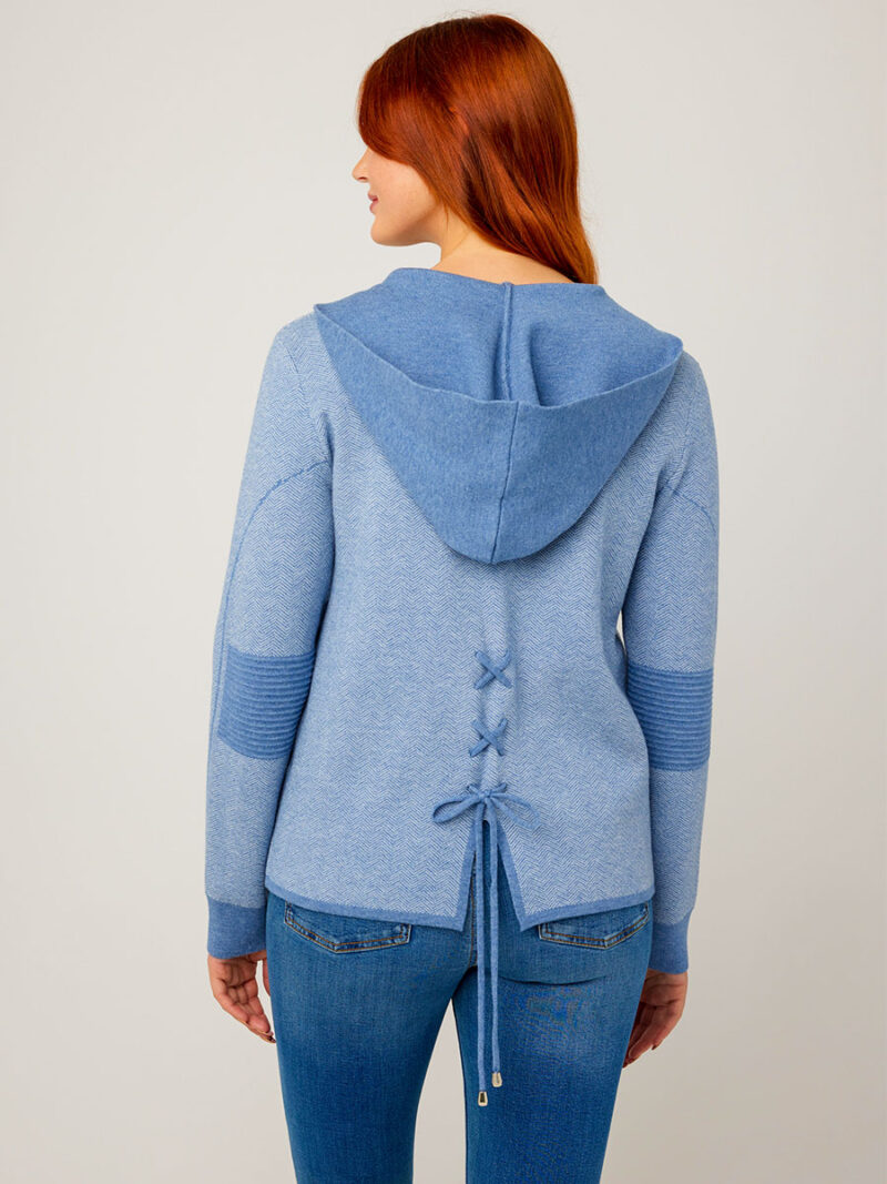 CoCo Y Club 232-2664 cardigan sweater with zip comfortable and soft blue denim