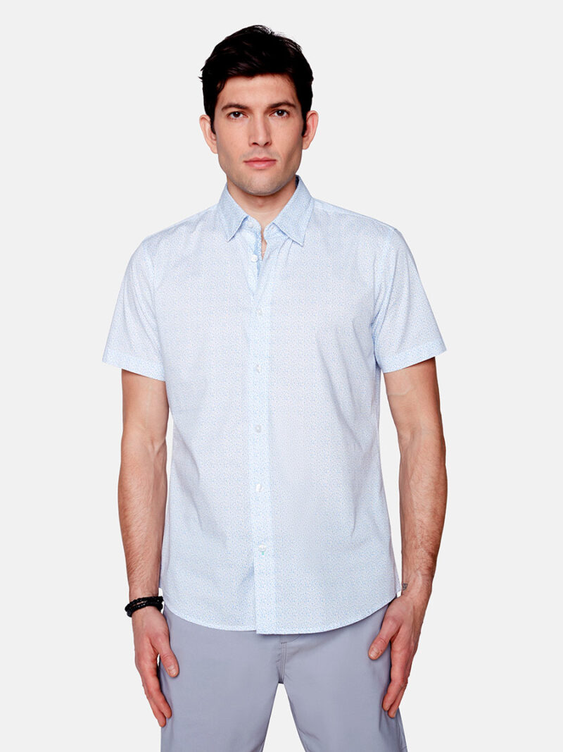 Projek Raw 142292 short sleeve stretchy and comfortable printed shirt blue combo
