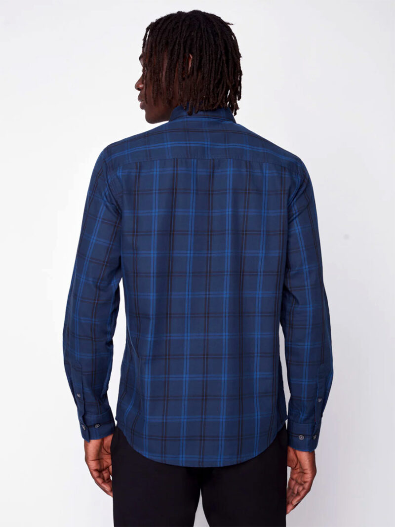 Chemise Projek Raw 143241 en coton à carreaux avec 2 poches couleur bleu