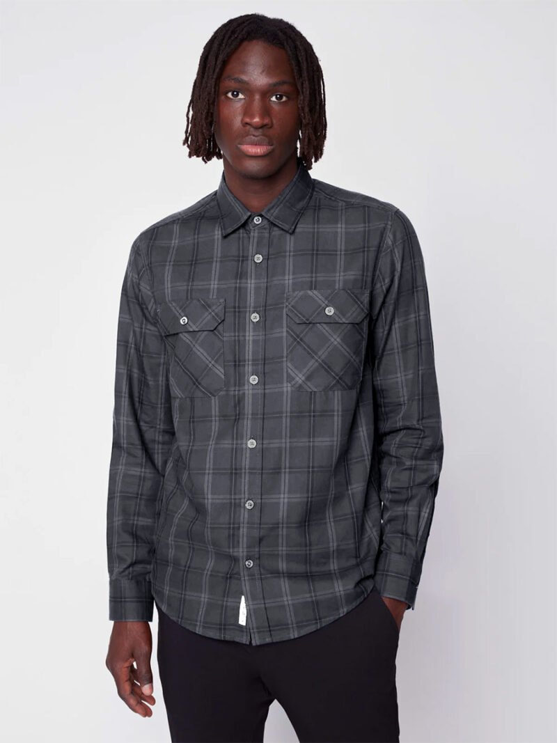 Projek Raw 143241 Checked Cotton Shirt with 2 Pockets in charcoal color
