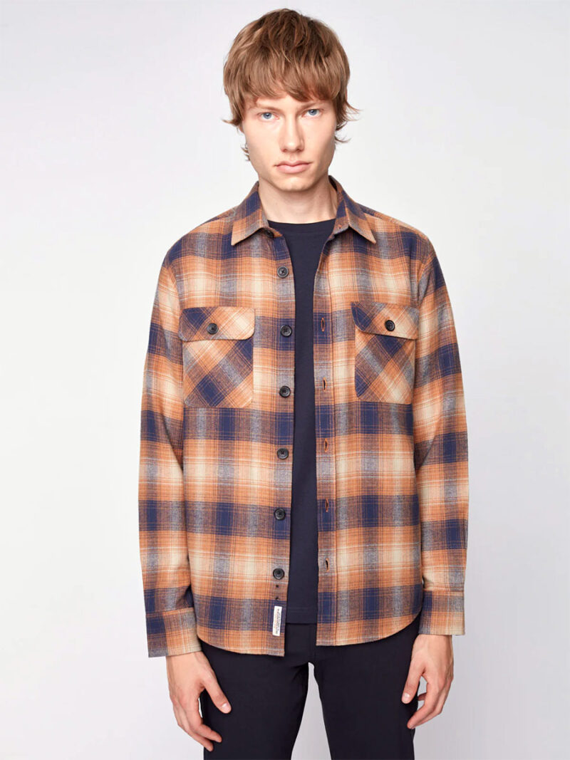 Projek Raw 143257 Checked Flannel Shirt with 2 Pockets in camel combo