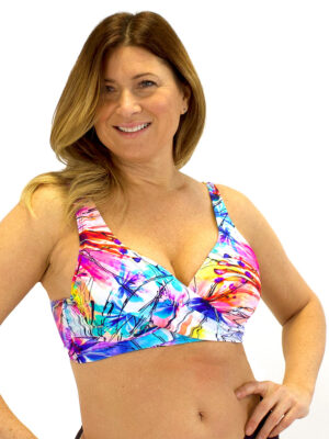  Haut de maillot bikini Karmilla B6-409 imprimé multicolore croisé
