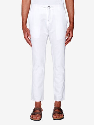 Projek Raw 142105 white linen pants in comfortable with elastic waist and drawstring