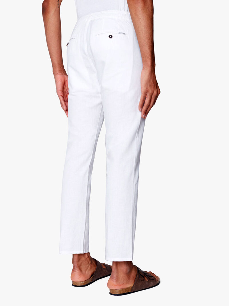 Pantalon Projek Raw 142105 en lin blanc confortable avec taille élastique et cordon