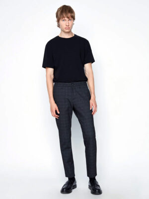 Pantalon Projek Raw 143121 imprimé carreaux noir extensible et confortable