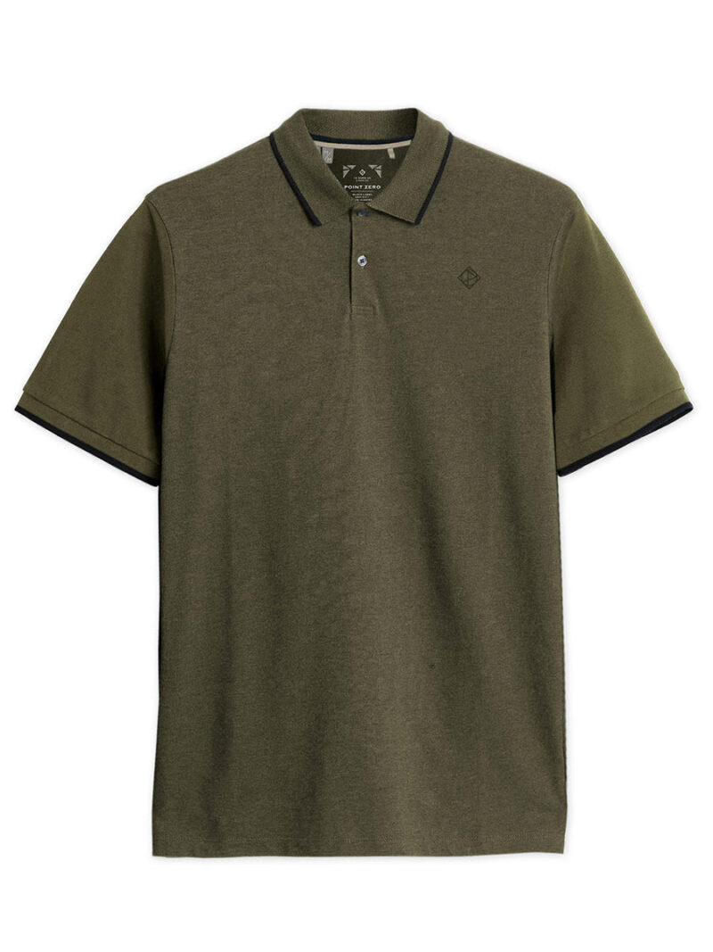 Point Zero olive polo 7161503 short sleeves in cotton pique