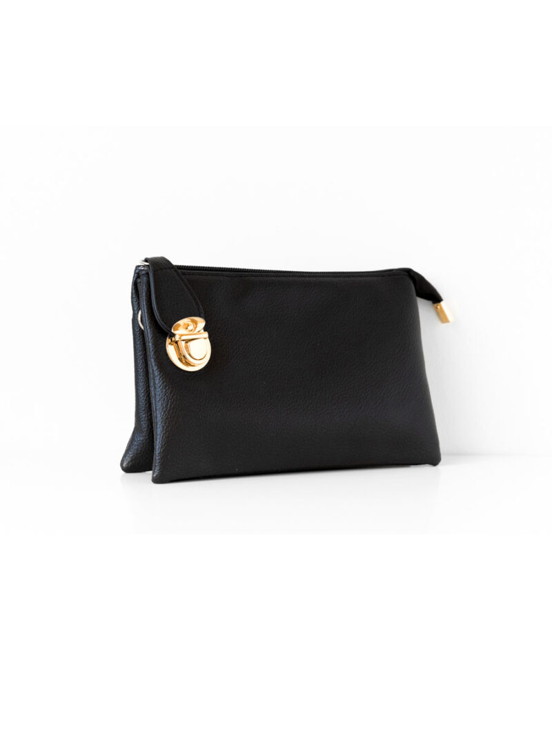 Caracol 7012 soft handbag with 3 pockets black and gold combo