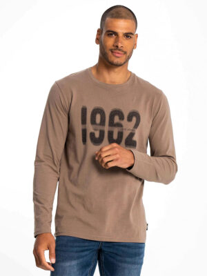 Lois 1086 long-sleeved printed stretch and comfortable t-shirt brown color