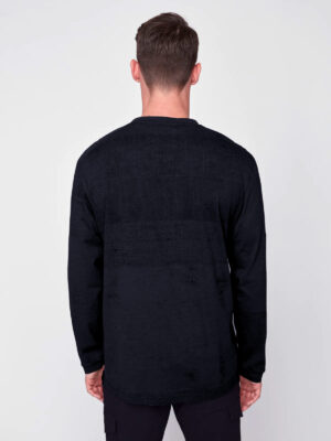 Projek Raw 143724 long-sleeved printed t-shirt with 1 zip pocket navy color