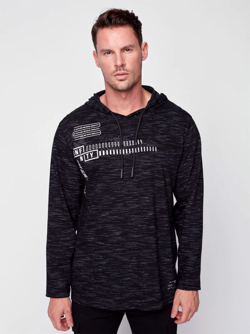 Projek Raw 143729 long sleeve printed t-shirt with hood black color