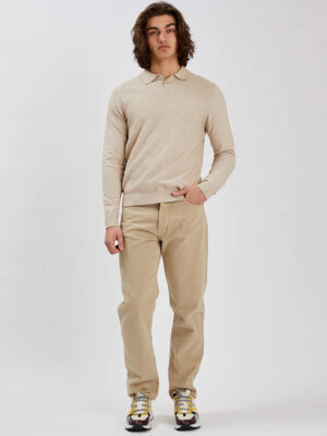 Point Zero knitwear 7163494 thin, soft and comfortable polo neck in beige color