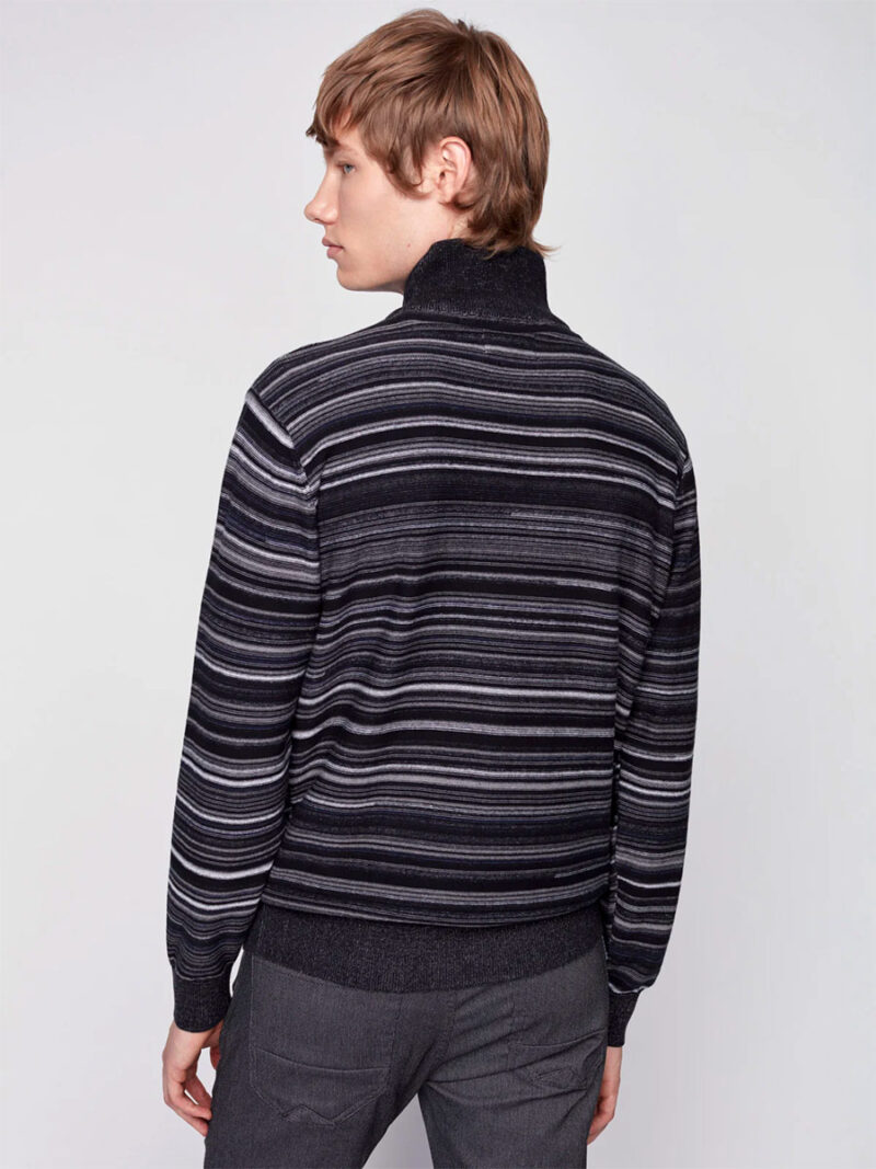 Projek Raw knit 143813 with stripes and a zip collar in black combo