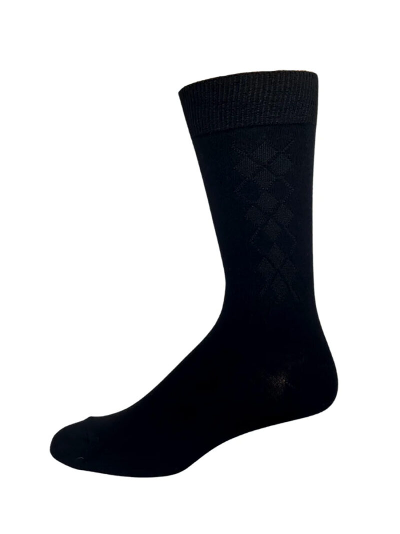 Point Zéro 5821 socks in bamboo rayon with diamond texture and comfortable in black  color