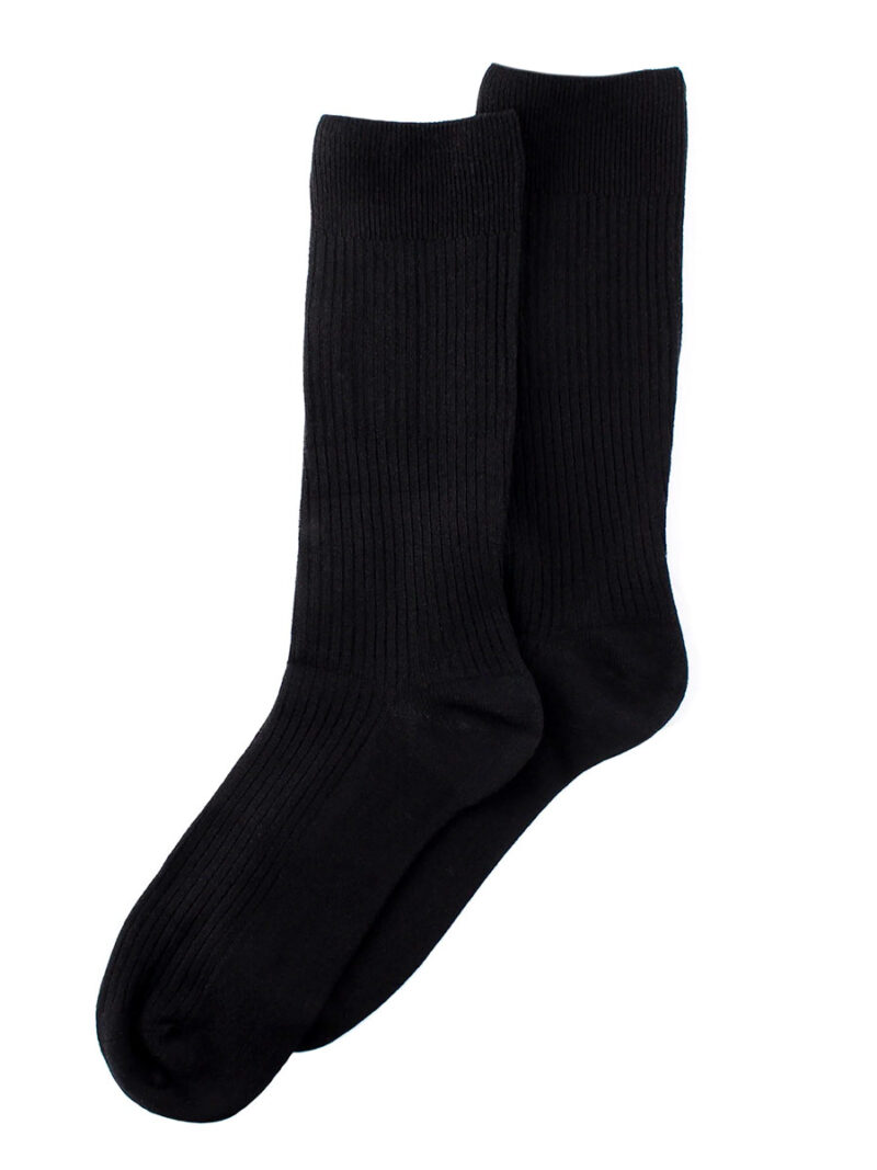 Wellness 3751 black socks for men without elastic textured rib