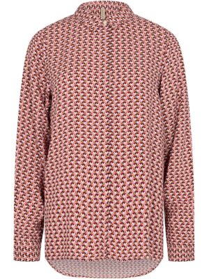 Soya Concept 40354-40 blouse with button prints, long sleeves, pink combo