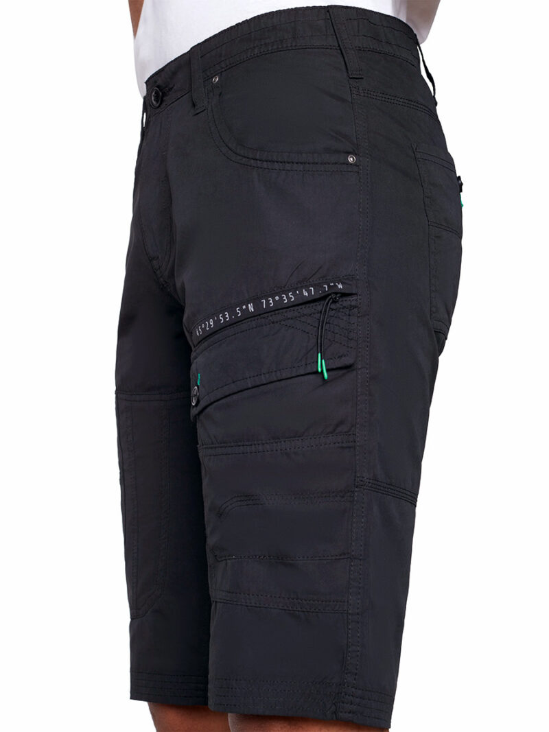 Projek Raw capri 142802 multi-pocket cargo style cotton and nylon in black color