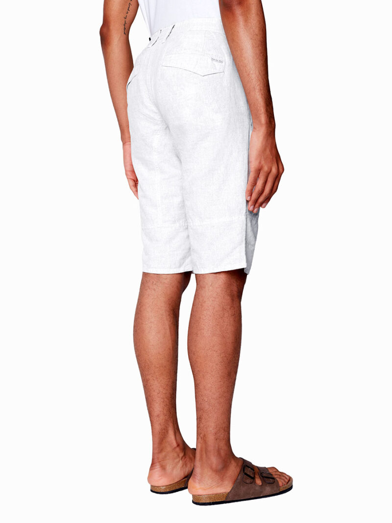 Projek Raw capri 142861 multi-pocket cargo style in linen and cotton in white color