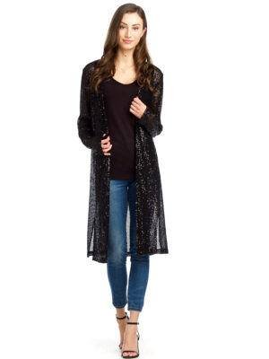 Long Jacket Papillon PT15033 in black sequins long sleeves