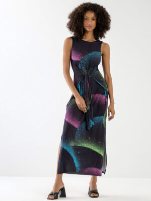 Lez a Lez 5223L long dress sleeveless multicolor print very comfortable