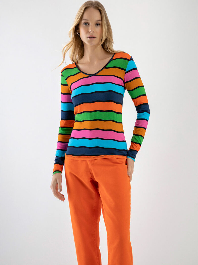 Lez a Lez top 5212L long sleeves with multi-colored stripes