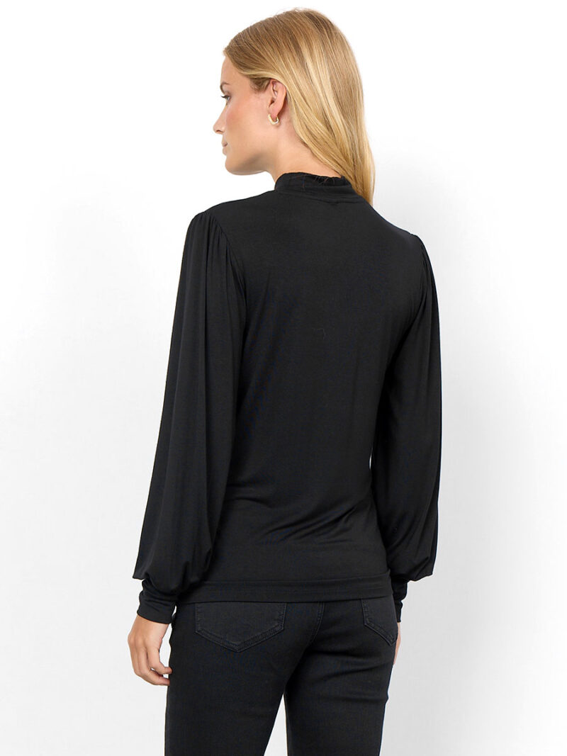 Black top Soya Concept 26335-40 comfortable long sleeves with a high collar