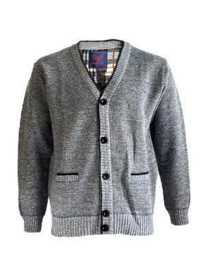 Cardigan Sugar Dundirk en tricot doublé polaire avec boutons et 2 poches gris