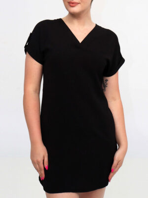 Dévia dress S192D short sleeves V neck black