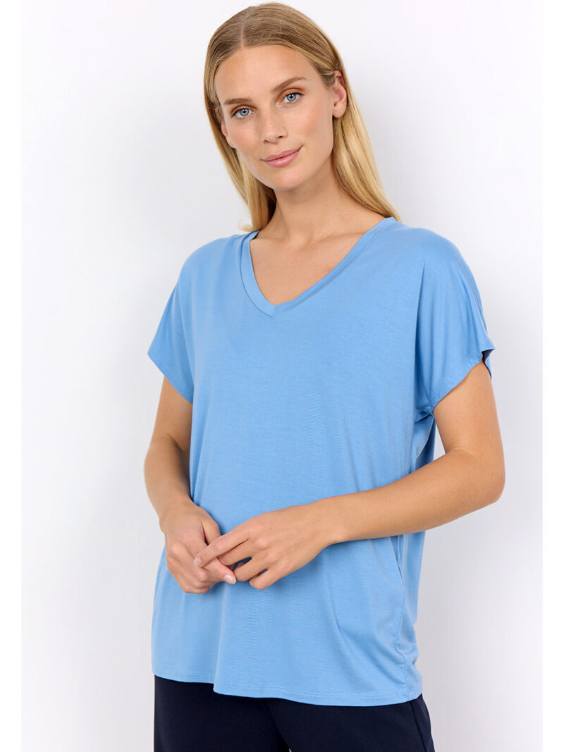 T-shirt Soyaconcept 29028- Marica encolure V manches courtes bleu