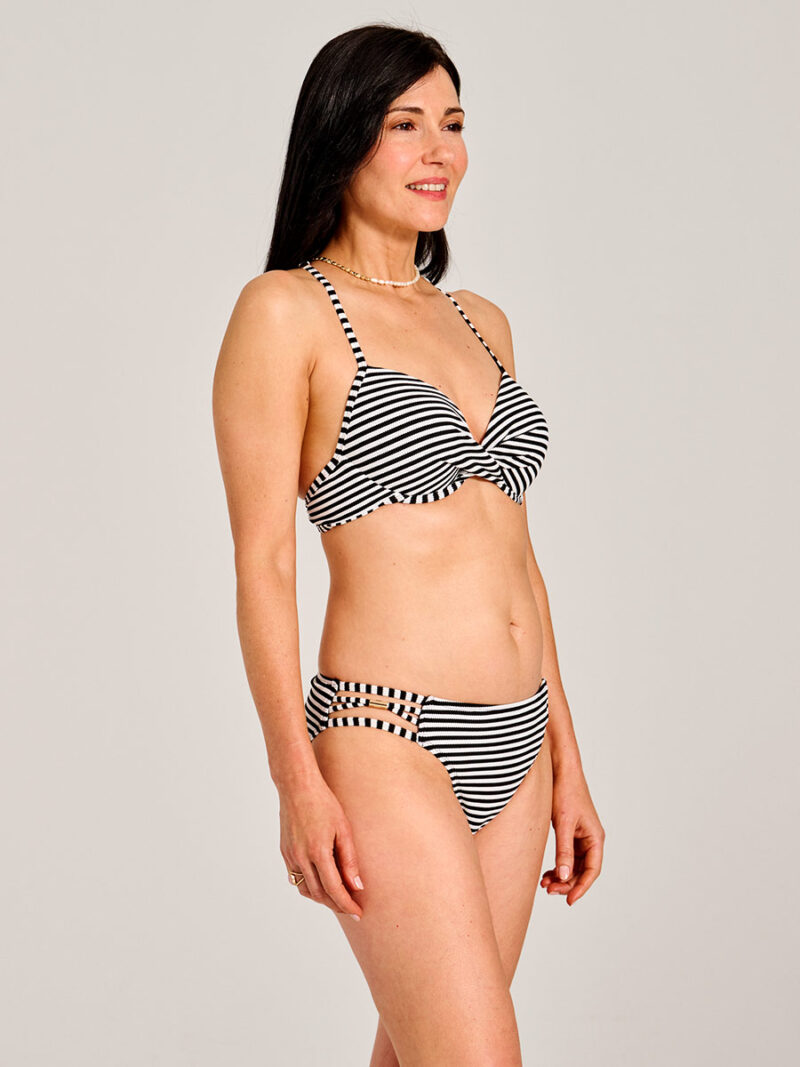 Bas de bikini Mosaic MOBEAW03086A rayé blanc et noir taille régulière