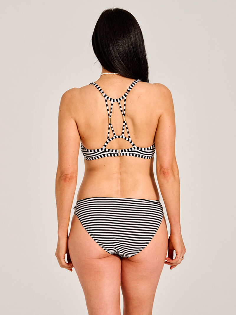 Bas de bikini Mosaic MOBEAW03086A rayé blanc et noir taille régulière