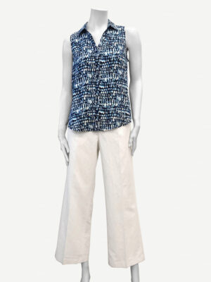 Point Zéro 8264000 sleeveless printed blouse blue combo