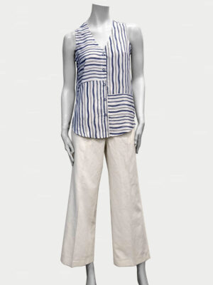 Point Zero 8264005 sleeveless blouse with blue stripes