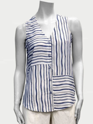 Point Zero 8264005 sleeveless blouse with blue stripes