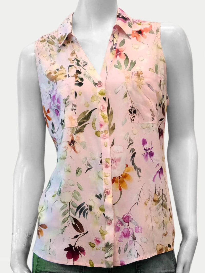 Point Zero blouse 8264030 sleeveless printed in pink combo