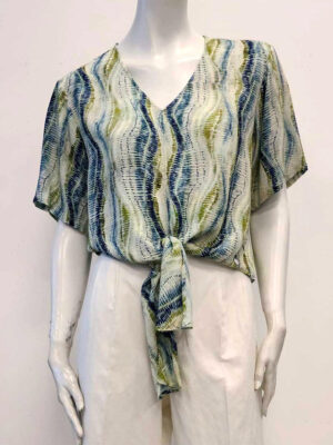 Point Zero blouse 8264036 printed tied in front blue combo