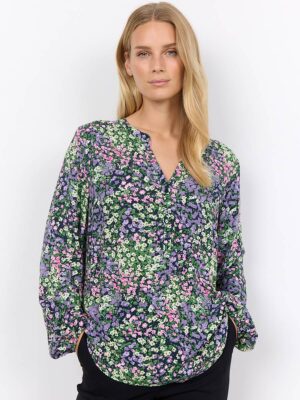 Soyaconcept blouse 40480 Abelone printed V-neck combo lilac